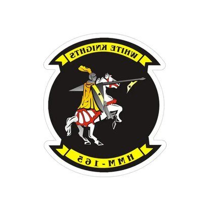 VMM 165 Marine Medium Tiltrotor Squadron 165 White Knights (USMC) REVERSE PRINT Transparent Die-Cut STICKER 3 Inch Die-Cut Transparent - The Sticker Space