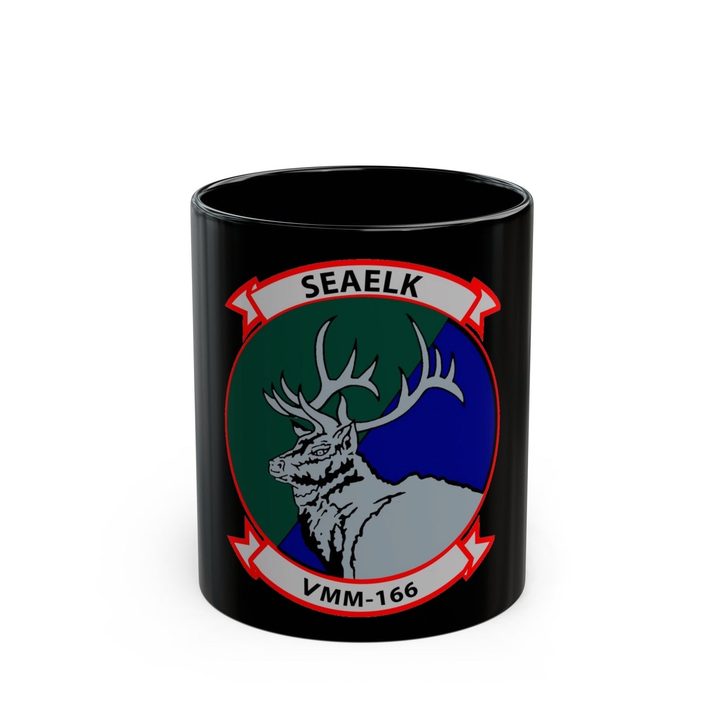 VMM 166 Marine Medium Tiltrotor Squadron 166 (USMC) Black Coffee Mug-11oz-The Sticker Space