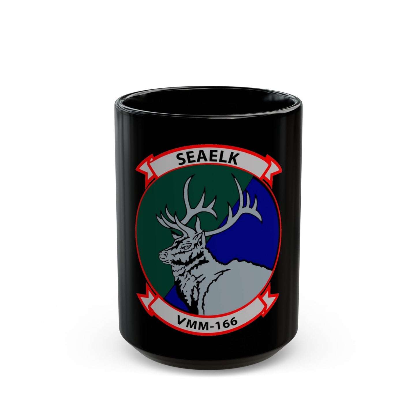 VMM 166 Marine Medium Tiltrotor Squadron 166 (USMC) Black Coffee Mug-15oz-The Sticker Space