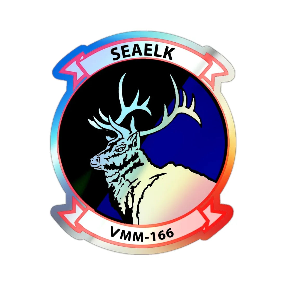 VMM 166 Marine Medium Tiltrotor Squadron 166 (USMC) Holographic STICKER Die-Cut Vinyl Decal 2 Inch - The Sticker Space