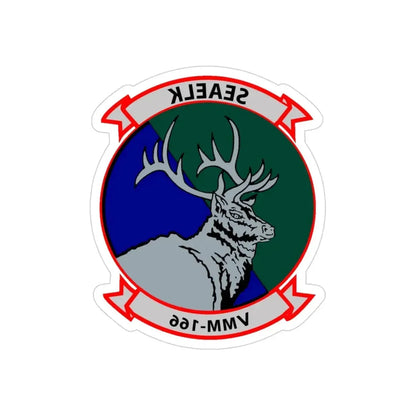 VMM 166 Marine Medium Tiltrotor Squadron 166 (USMC) REVERSE PRINT Transparent Die-Cut STICKER 3 Inch Die-Cut Transparent - The Sticker Space