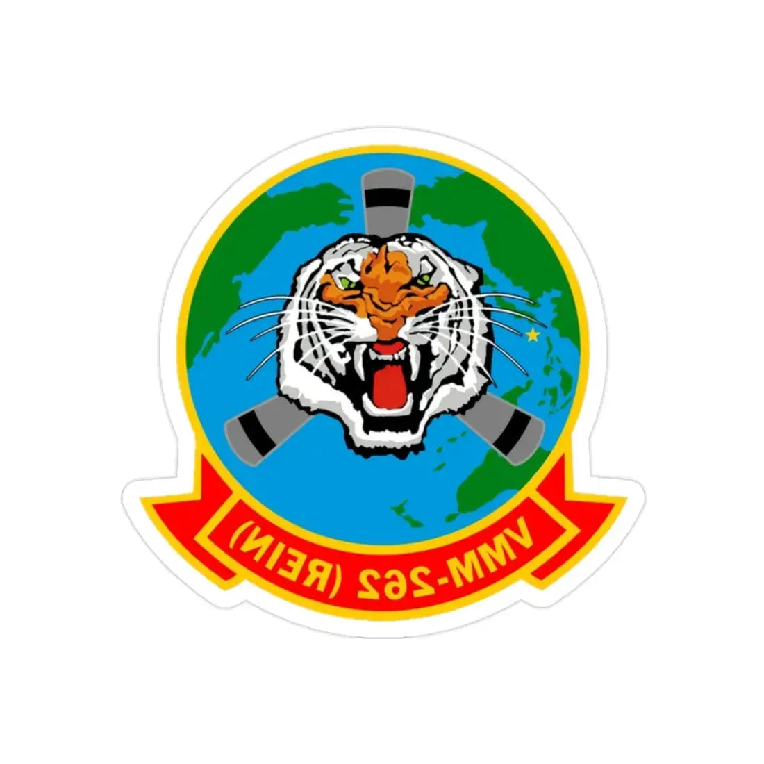 VMM 262 Marine Medium Tiltrotor Squadron 262 (USMC) REVERSE PRINT Transparent Die-Cut STICKER 2 Inch Die-Cut Transparent - The Sticker Space