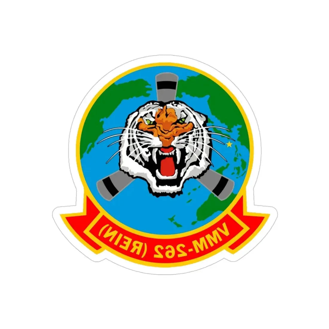 VMM 262 Marine Medium Tiltrotor Squadron 262 (USMC) REVERSE PRINT Transparent Die-Cut STICKER 4 Inch Die-Cut Transparent - The Sticker Space