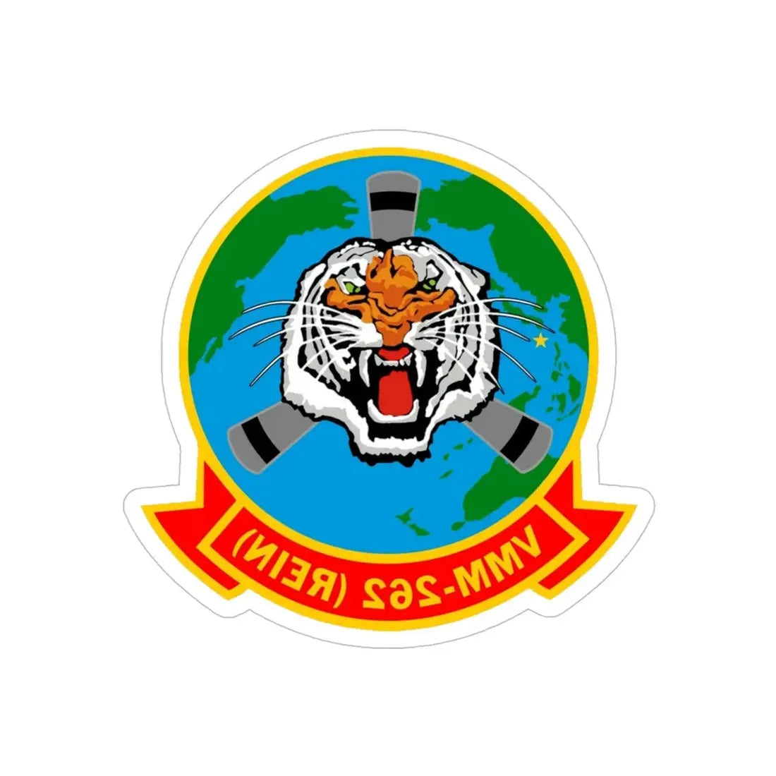 VMM 262 Marine Medium Tiltrotor Squadron 262 (USMC) REVERSE PRINT Transparent Die-Cut STICKER 5 Inch Die-Cut Transparent - The Sticker Space