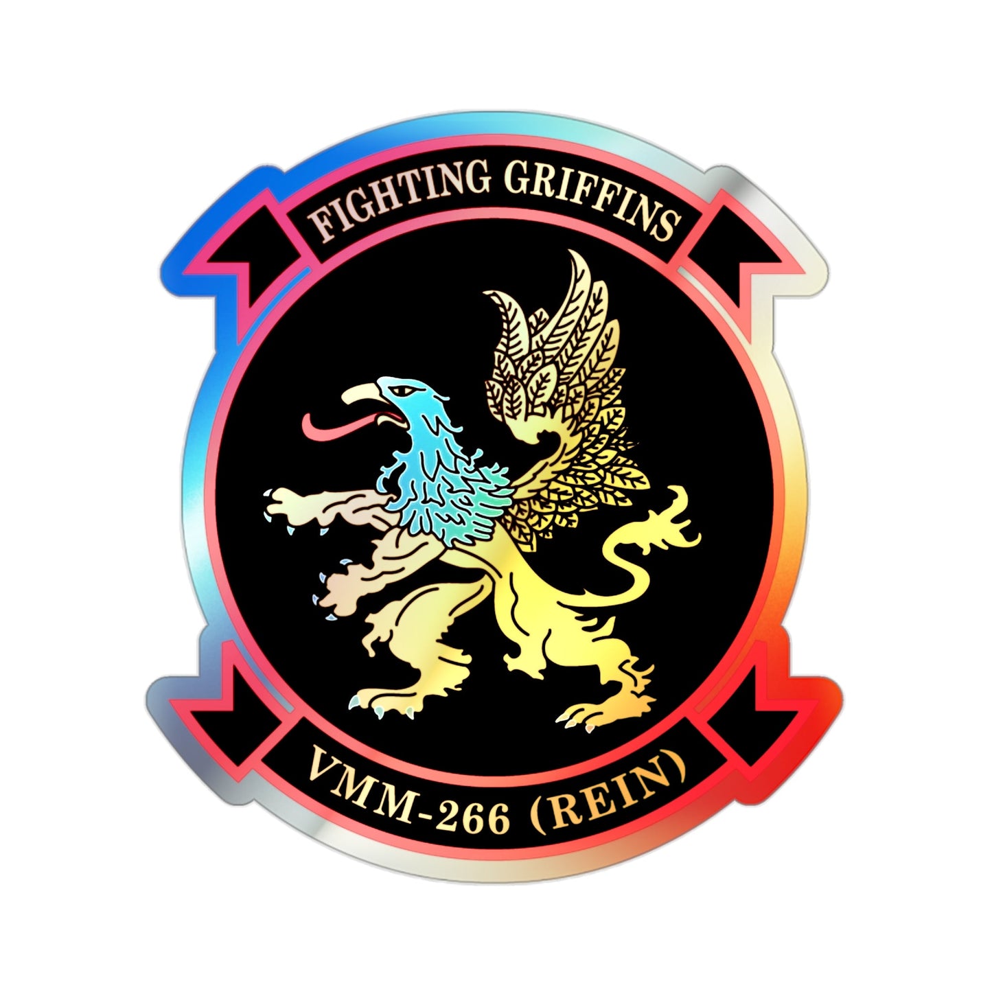 VMM 266 REIN Fighting Griffins (USMC) Holographic STICKER Die-Cut Vinyl Decal-2 Inch-The Sticker Space