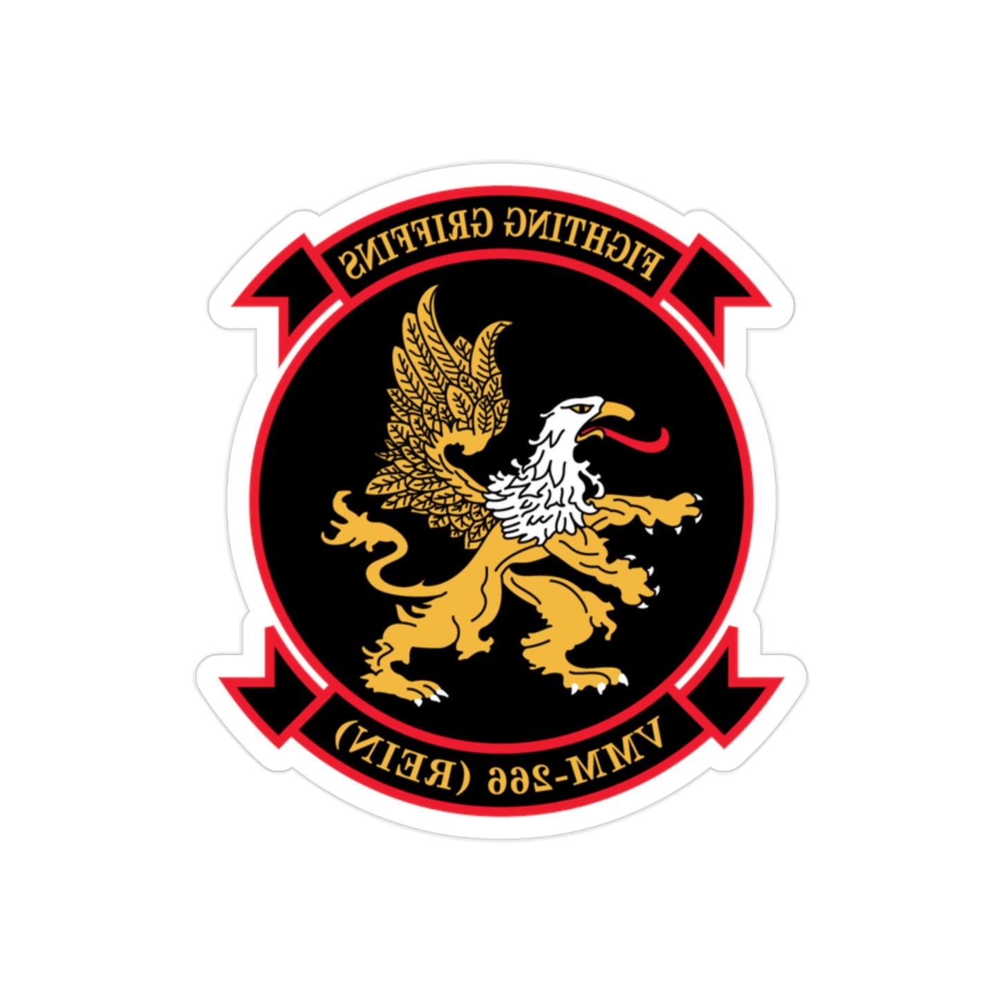 VMM 266 REIN Fighting Griffins (USMC) REVERSE PRINT Transparent STICKER-2" × 2"-The Sticker Space