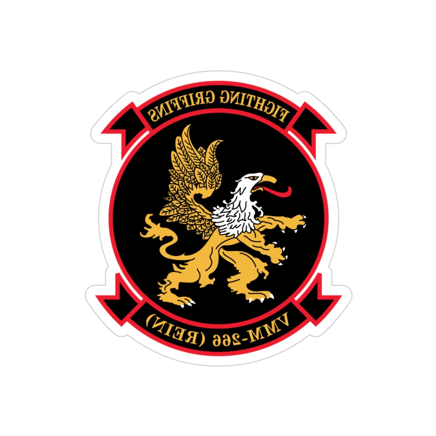 VMM 266 REIN Fighting Griffins (USMC) REVERSE PRINT Transparent STICKER-3" × 3"-The Sticker Space