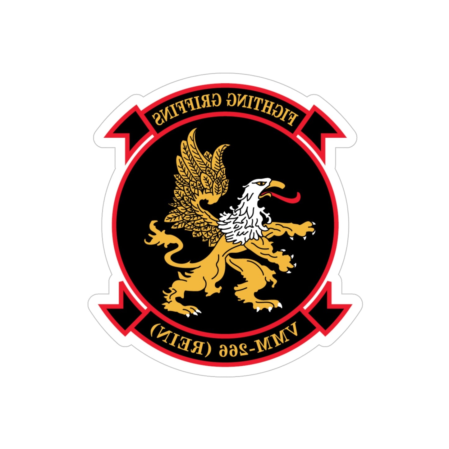 VMM 266 REIN Fighting Griffins (USMC) REVERSE PRINT Transparent STICKER-5" × 5"-The Sticker Space