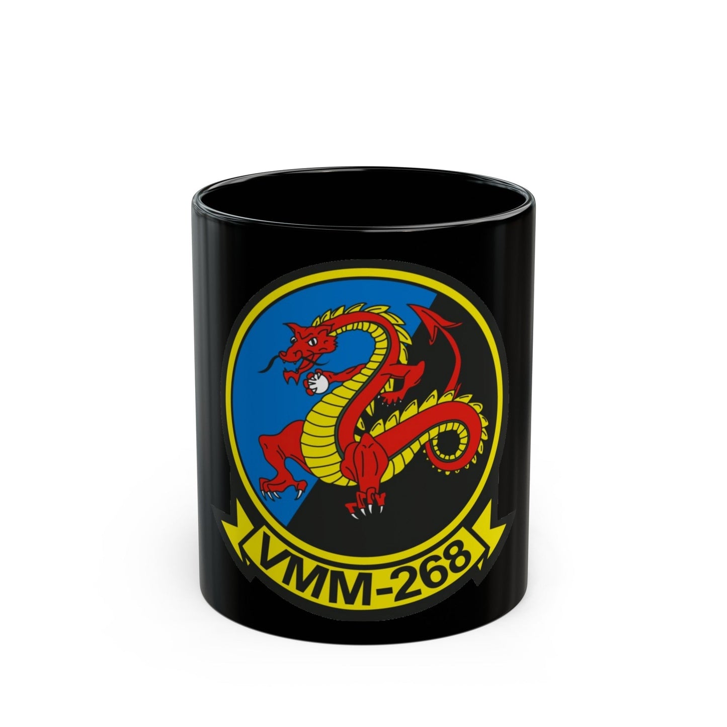 VMM 268 Marine Medium Tiltrotor Squadron 268 (USMC) Black Coffee Mug-11oz-The Sticker Space