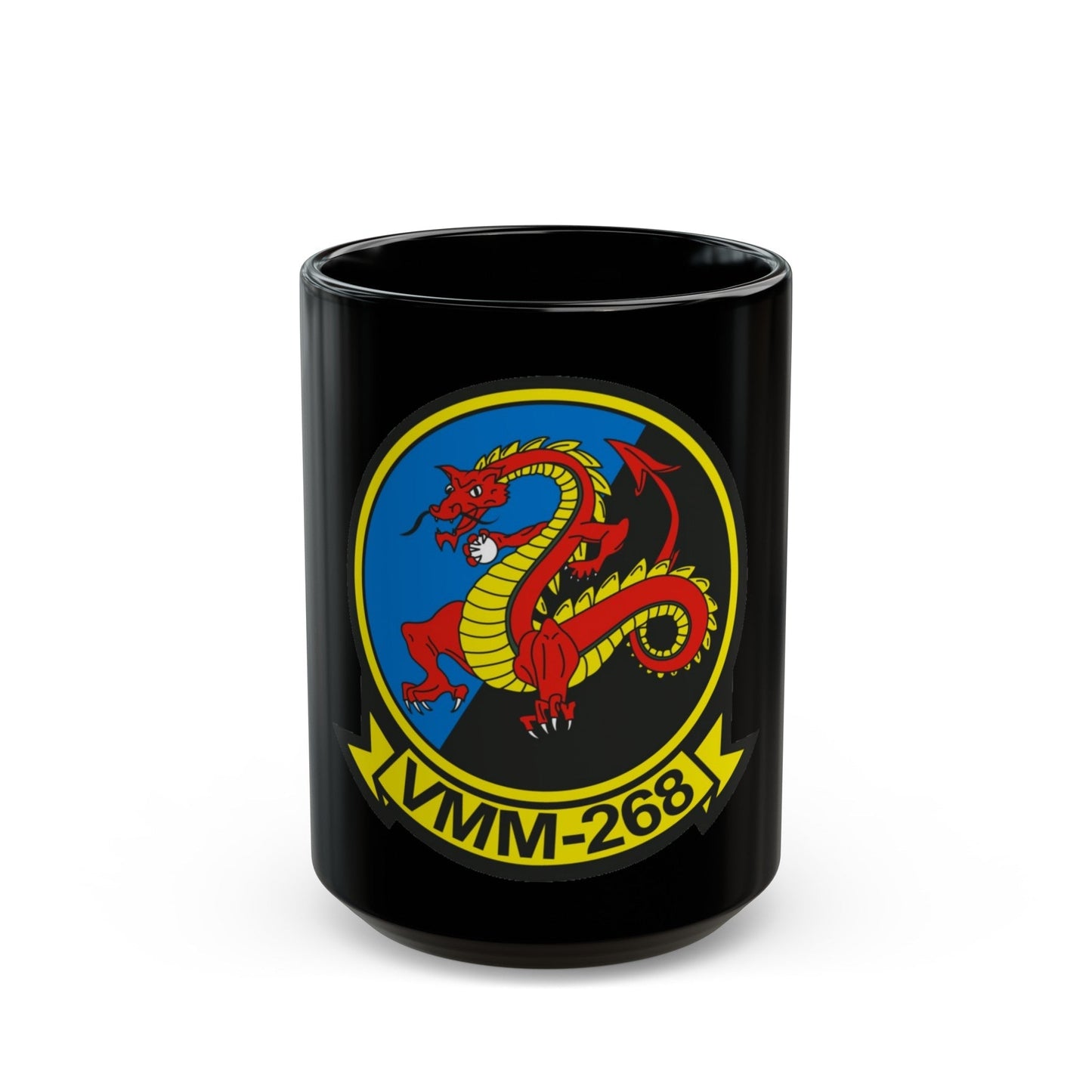 VMM 268 Marine Medium Tiltrotor Squadron 268 (USMC) Black Coffee Mug-15oz-The Sticker Space