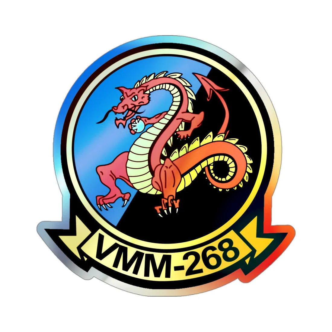 VMM 268 Marine Medium Tiltrotor Squadron 268 (USMC) Holographic STICKER Die-Cut Vinyl Decal 3 Inch Holographic - The Sticker Space