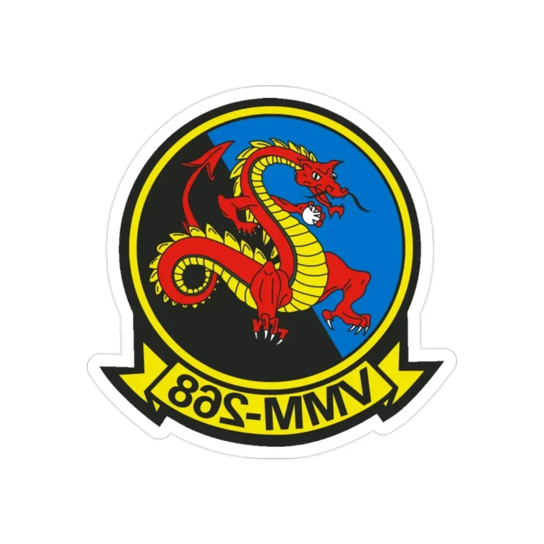 VMM 268 Marine Medium Tiltrotor Squadron 268 (USMC) REVERSE PRINT Transparent Die-Cut STICKER 2 Inch Die-Cut Transparent - The Sticker Space