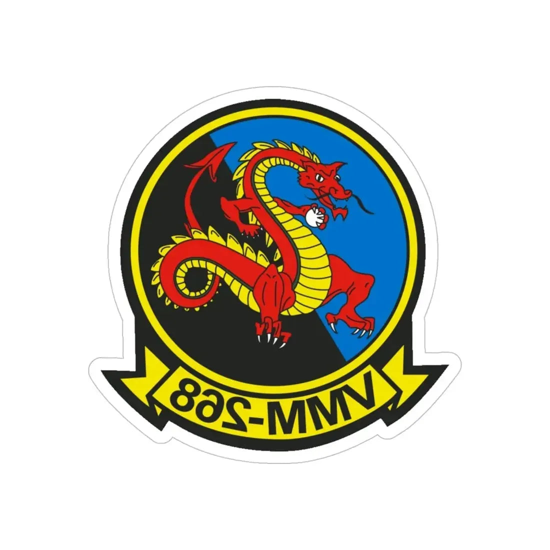 VMM 268 Marine Medium Tiltrotor Squadron 268 (USMC) REVERSE PRINT Transparent Die-Cut STICKER 5 Inch Die-Cut Transparent - The Sticker Space