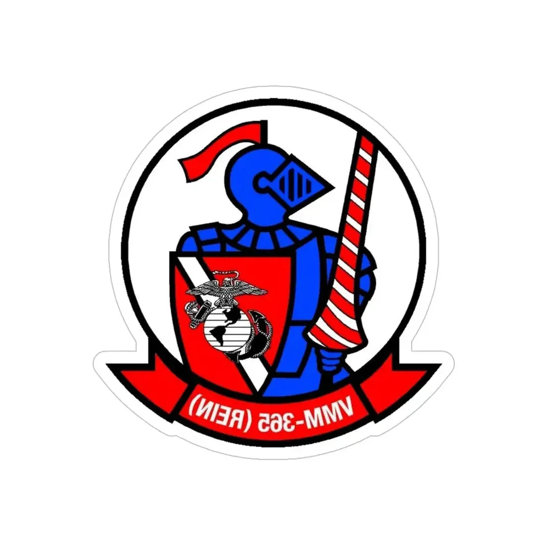 VMM 365 Marine Medium Tiltrotor Squadron 365 (USMC) REVERSE PRINT Transparent Die-Cut STICKER 6 Inch Die-Cut Transparent - The Sticker Space