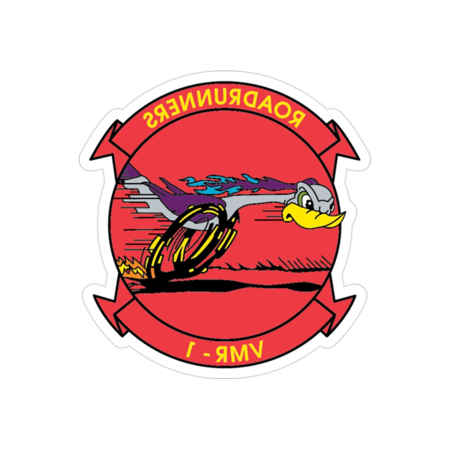 VMR 1 Roadrunners (USMC) REVERSE PRINT Transparent STICKER-2" × 2"-The Sticker Space