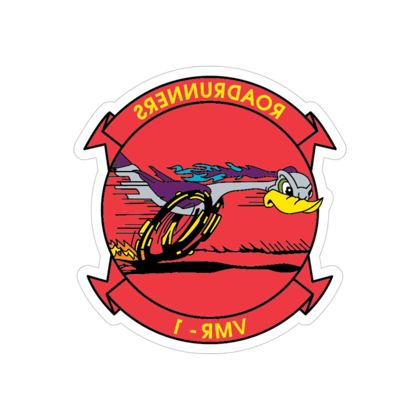 VMR 1 Roadrunners (USMC) REVERSE PRINT Transparent STICKER-3" × 3"-The Sticker Space