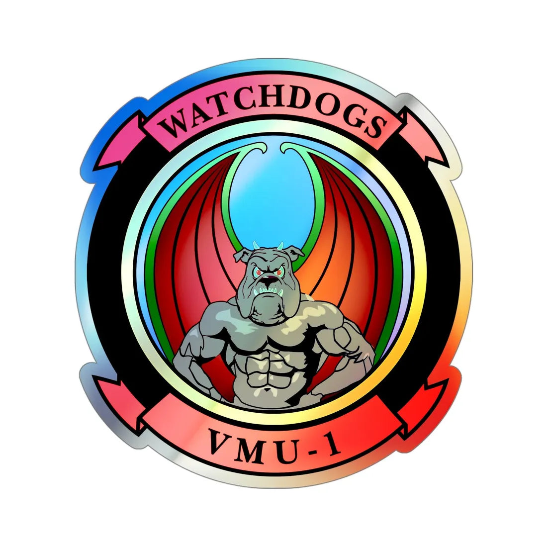 VMU 1 Watchdogs (USMC) Holographic STICKER Die-Cut Vinyl Decal 4 Inch Holographic - The Sticker Space