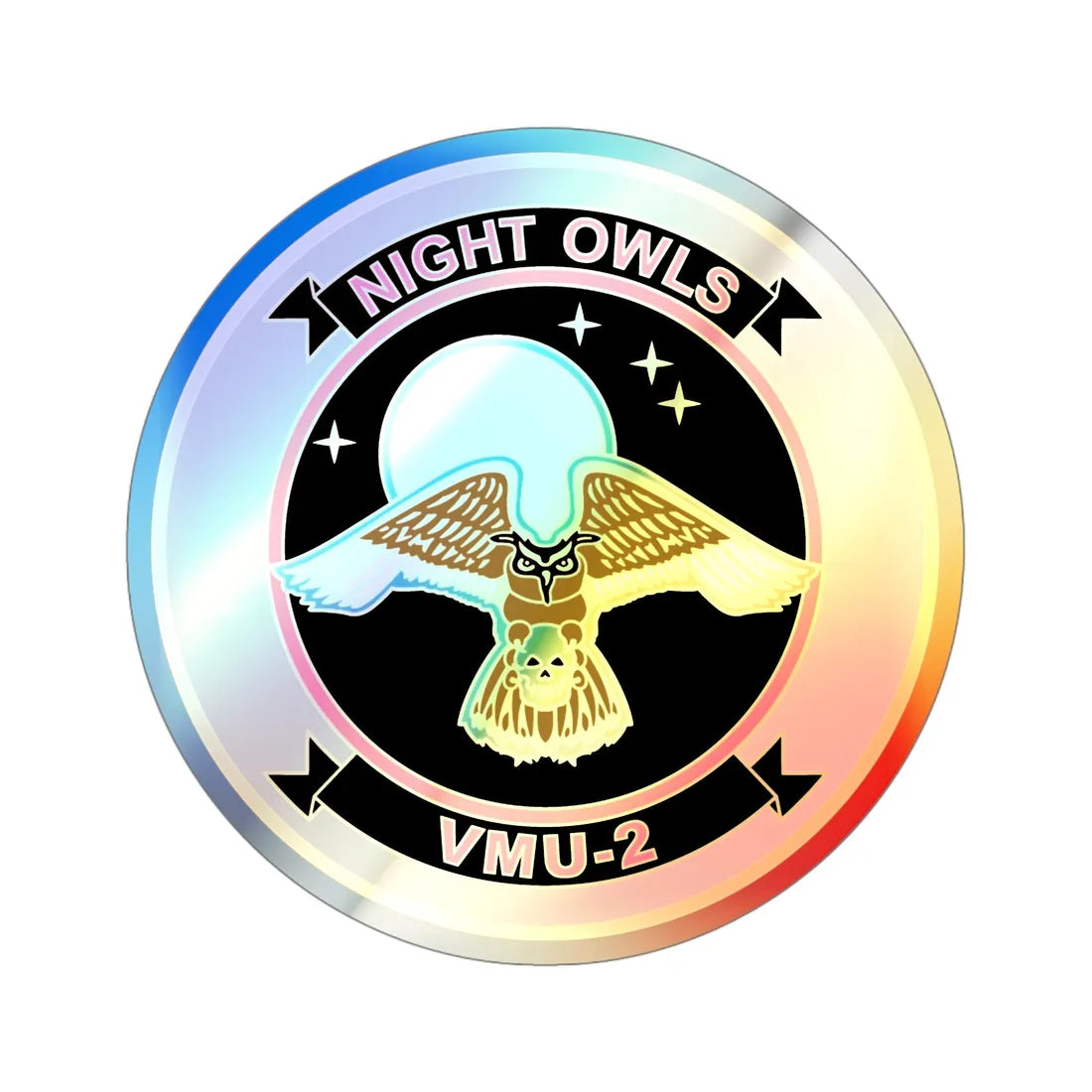 VMU 2 Night Owls (USMC) Holographic STICKER Die-Cut Vinyl Decal 4 Inch Holographic - The Sticker Space