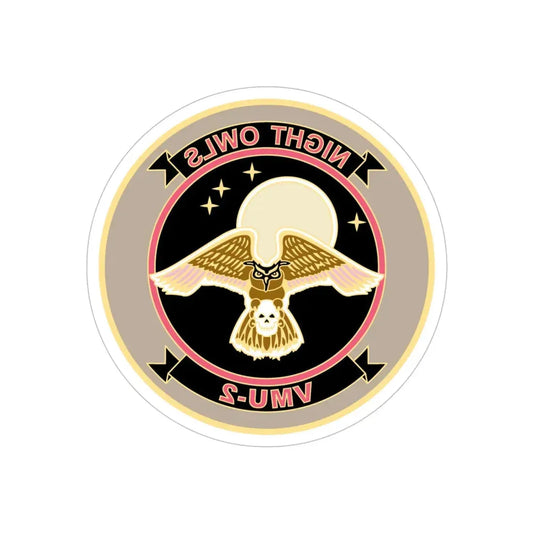 VMU 2 Night Owls (USMC) REVERSE PRINT Transparent Die-Cut STICKER 6 Inch Die-Cut Transparent - The Sticker Space