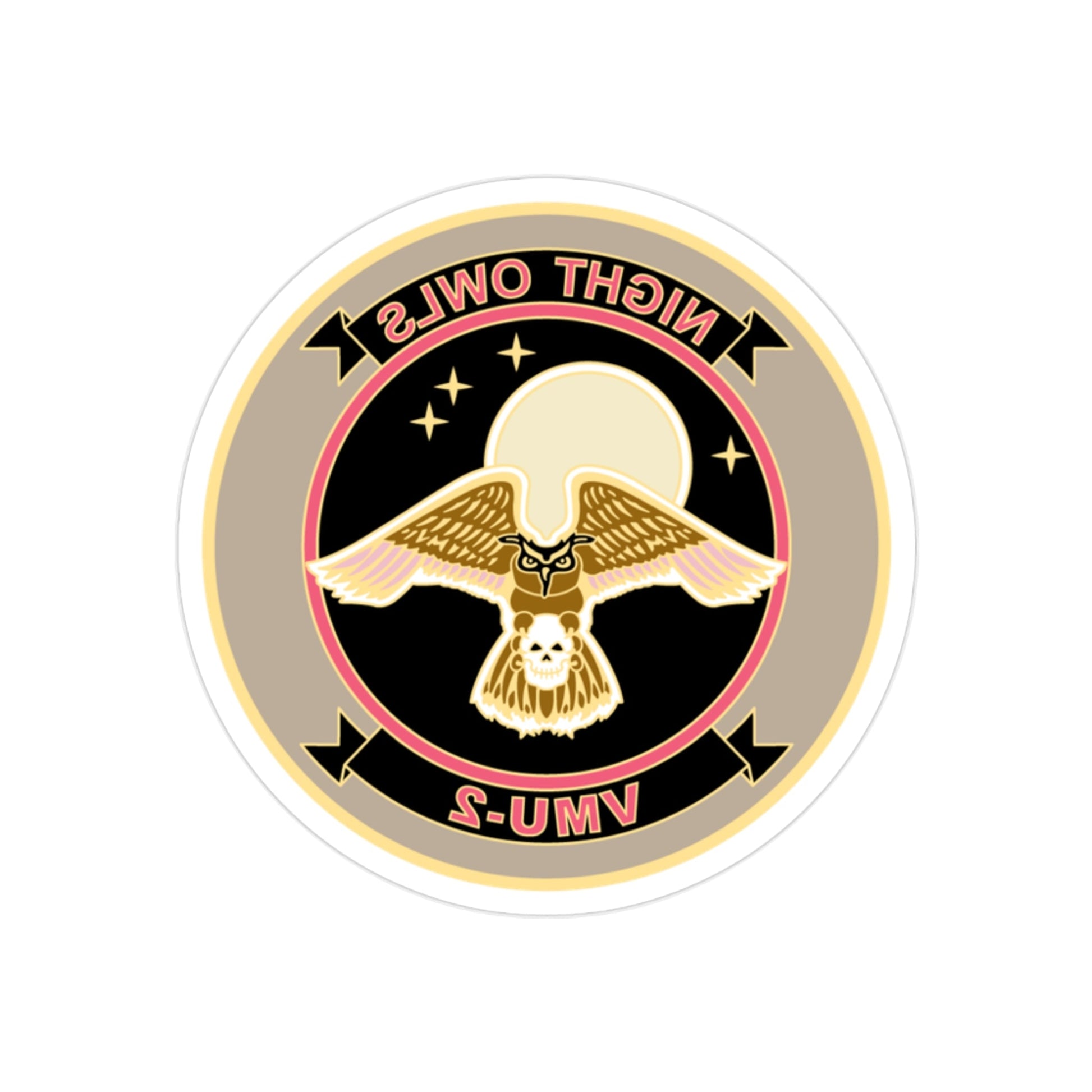 VMU 2 Night Owls (USMC) REVERSE PRINT Transparent STICKER-2" × 2"-The Sticker Space