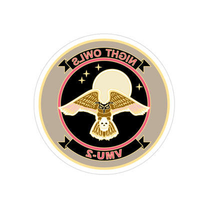 VMU 2 Night Owls (USMC) REVERSE PRINT Transparent STICKER-3" × 3"-The Sticker Space