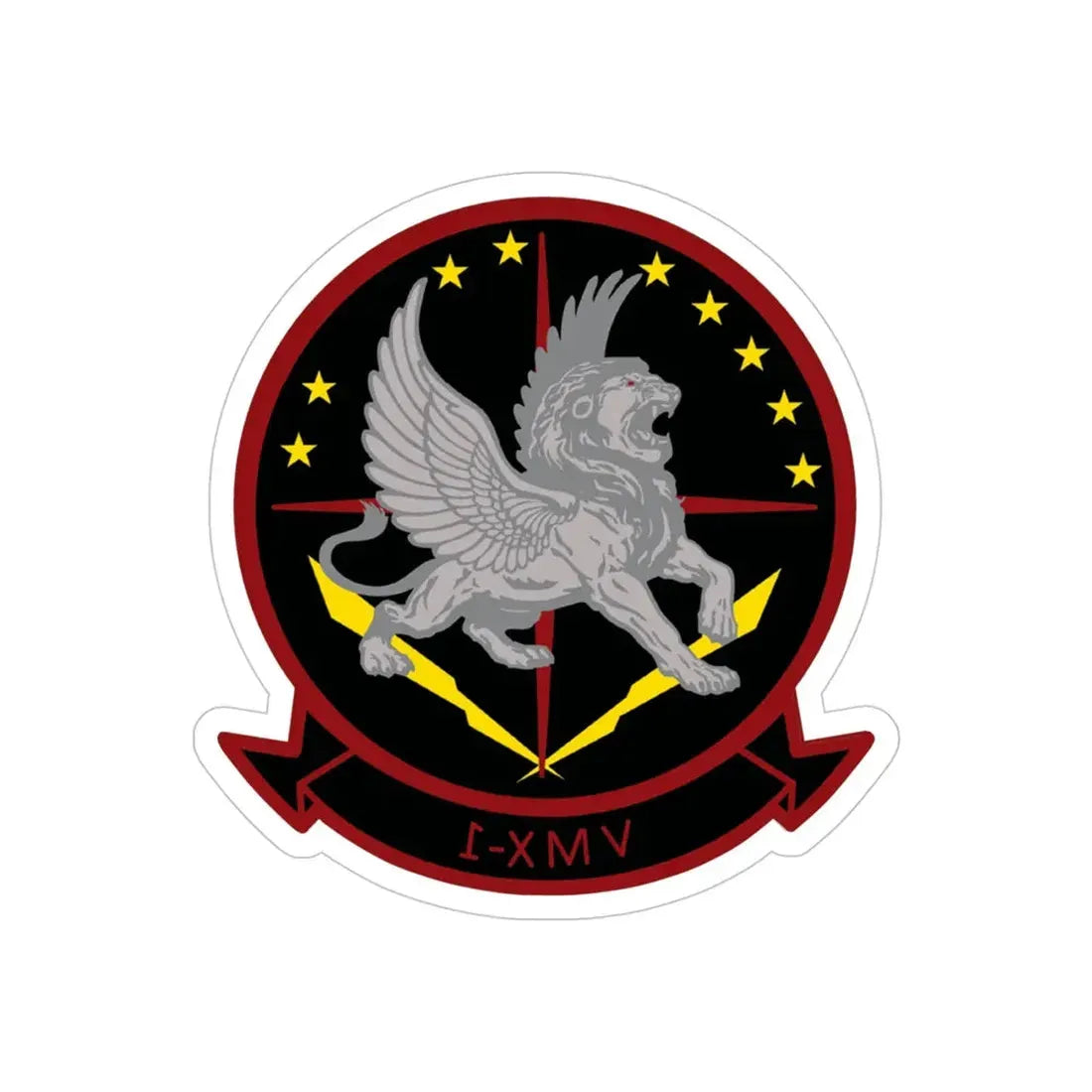 VMX 1 Flying Lions (USMC) REVERSE PRINT Transparent Die-Cut STICKER 4 Inch Die-Cut Transparent - The Sticker Space