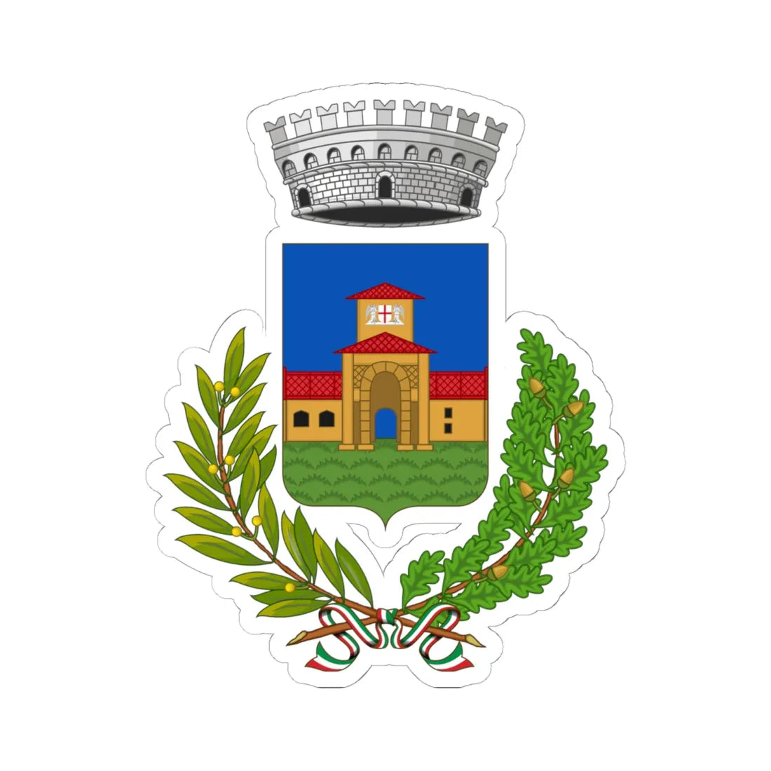 Voghiera-Stemma (Italy) (Coat of Arms) STICKER Vinyl Kiss-Cut Decal 6 Inch White - The Sticker Space