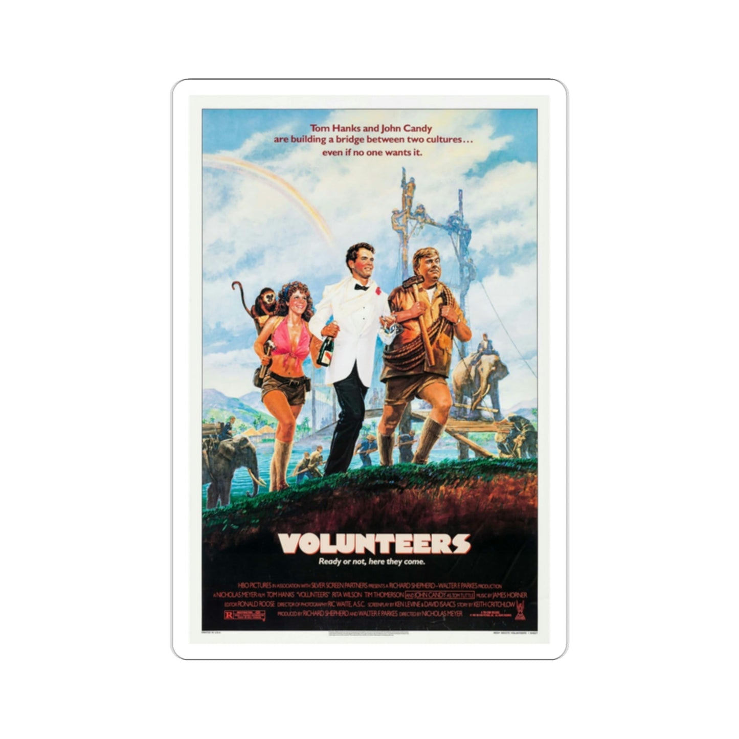 Volunteers 1985 Movie Poster STICKER Vinyl Die-Cut Decal-2 Inch-The Sticker Space