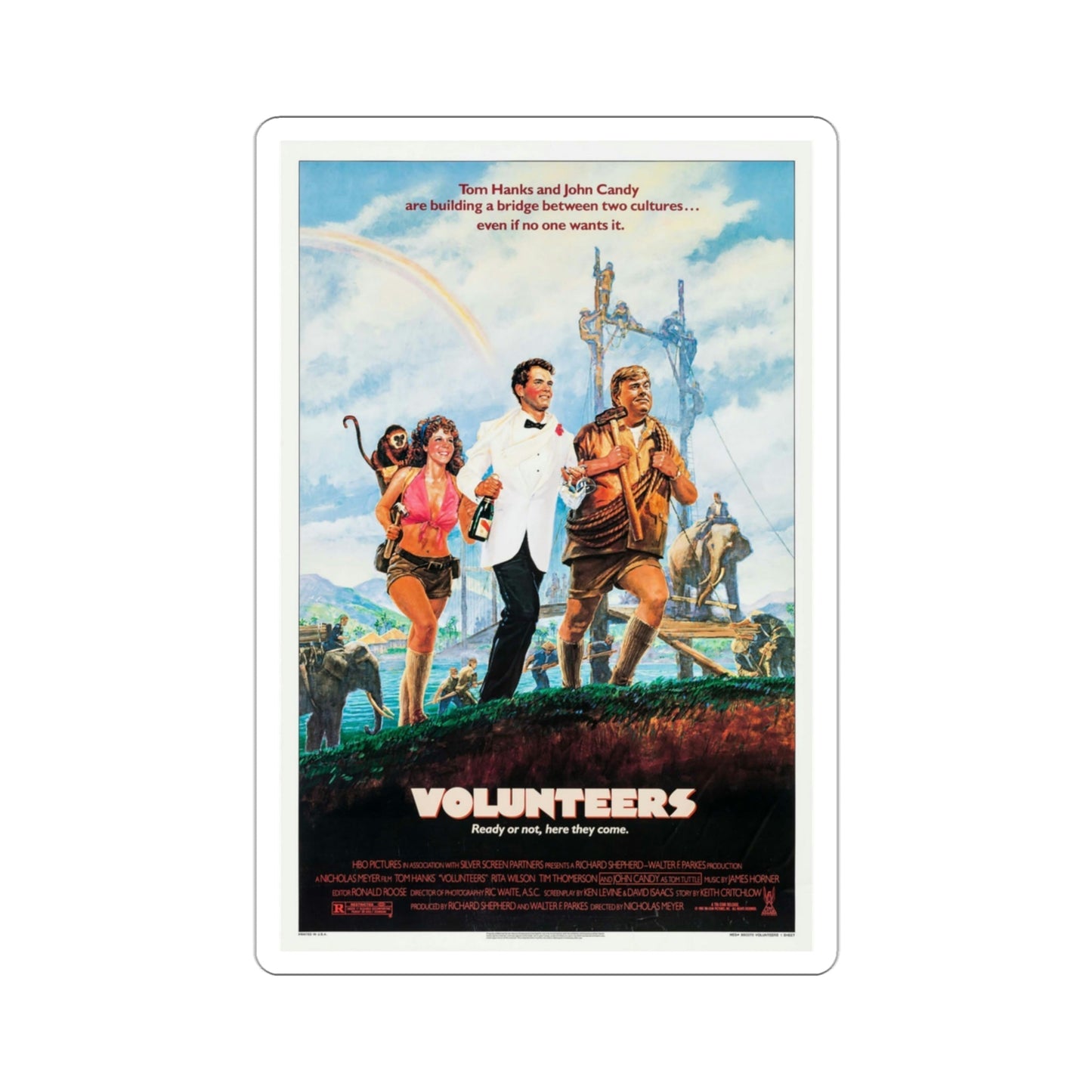 Volunteers 1985 Movie Poster STICKER Vinyl Die-Cut Decal-3 Inch-The Sticker Space