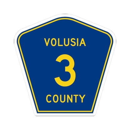 Volusia County 3 (Florida) (Road Sign) STICKER Vinyl Kiss-Cut Decal 3 Inch White - The Sticker Space