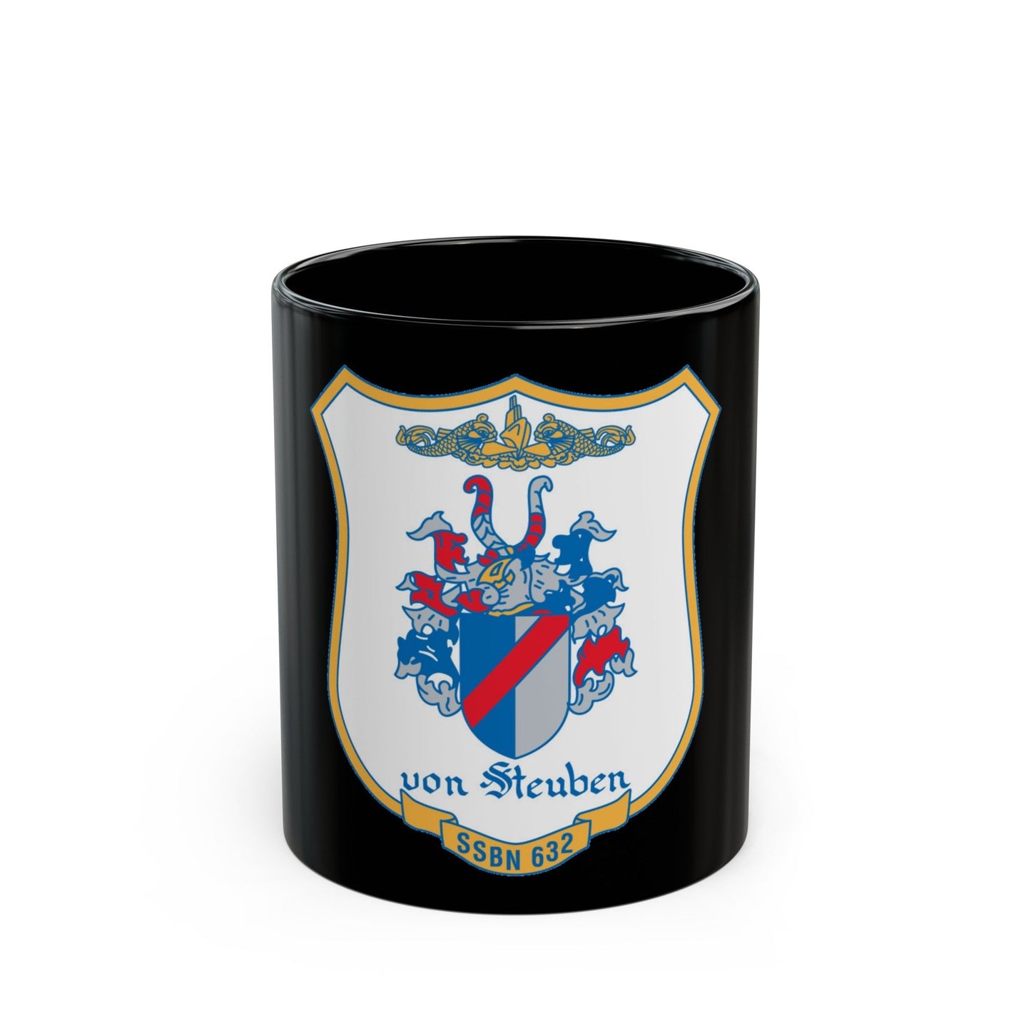 Von Steuben SSBN 632 (U.S. Navy) Black Coffee Mug-11oz-The Sticker Space