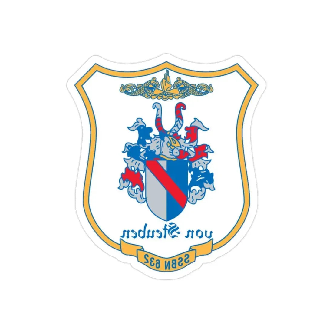 Von Steuben SSBN 632 (U.S. Navy) REVERSE PRINT Transparent Die-Cut STICKER 2 Inch Die-Cut Transparent - The Sticker Space