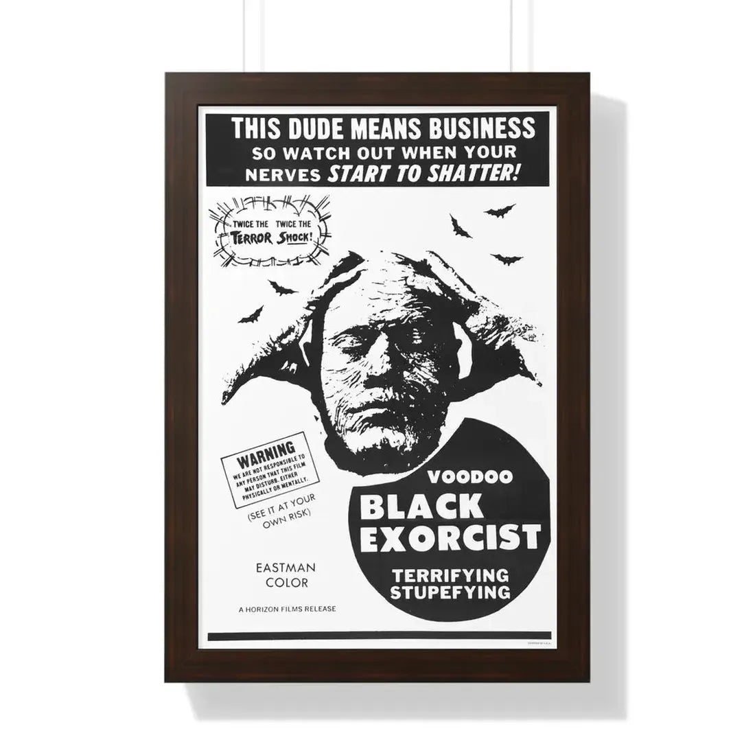 VOODOO BLACK EXORCIST 1974 - Framed Movie Poster 16″ x 24″ Walnut - The Sticker Space