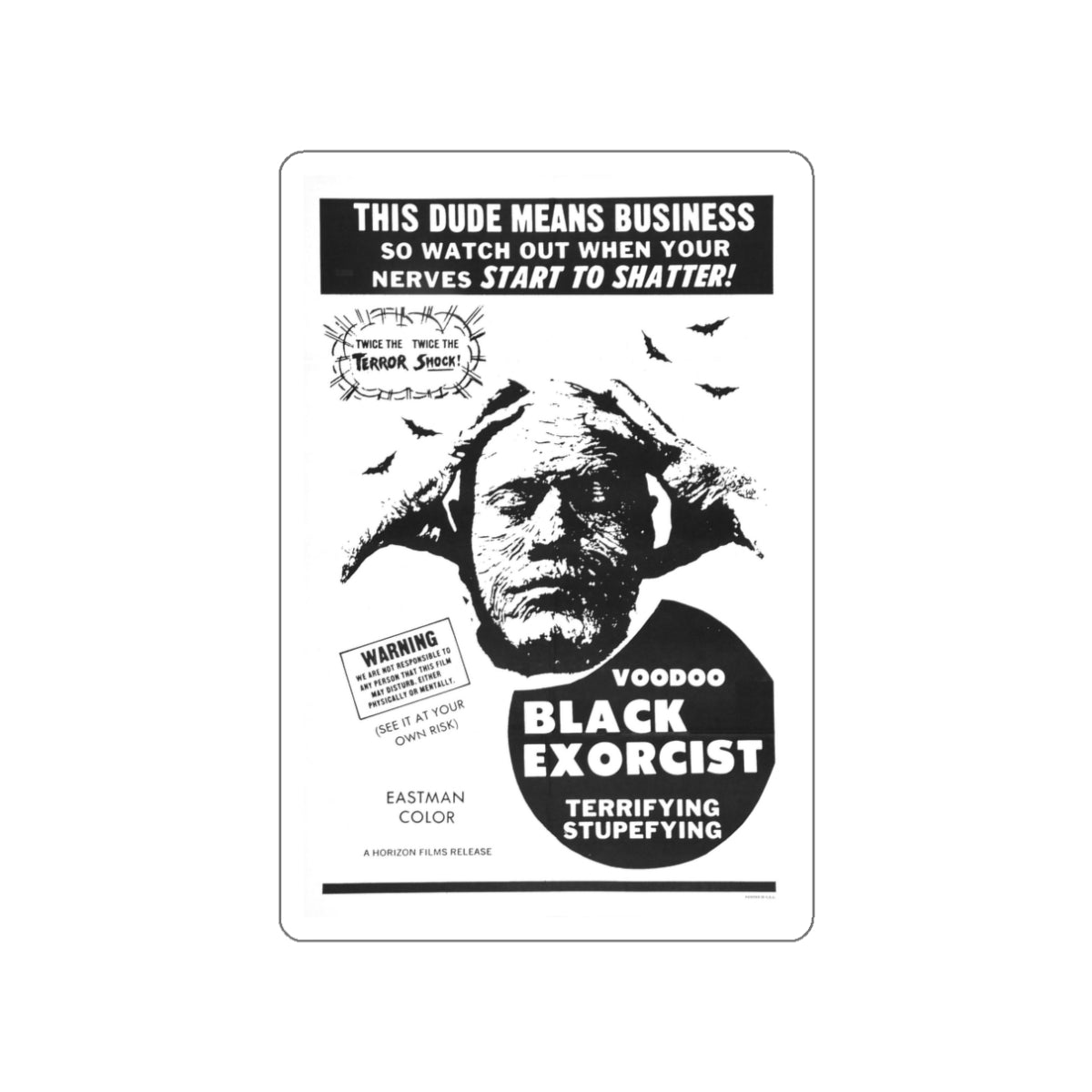 VOODOO BLACK EXORCIST 1974 Movie Poster STICKER Vinyl Die-Cut Decal-White-The Sticker Space