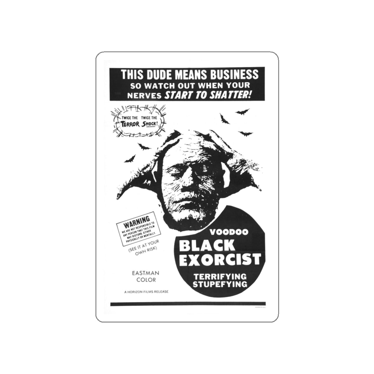 VOODOO BLACK EXORCIST 1974 Movie Poster STICKER Vinyl Die-Cut Decal-White-The Sticker Space