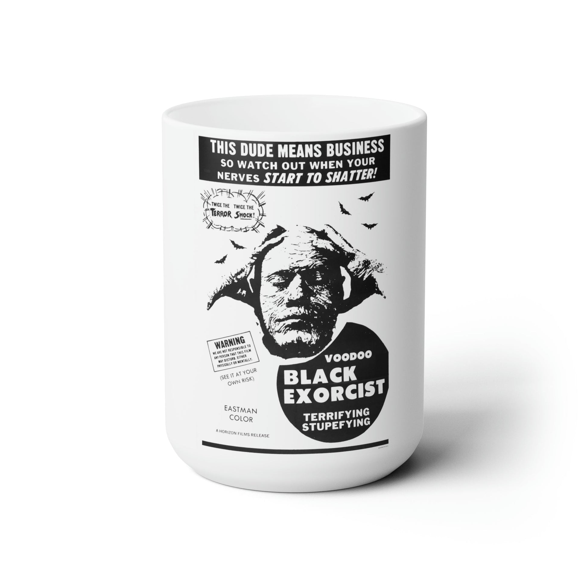 VOODOO BLACK EXORCIST 1974 Movie Poster - White Coffee Cup 15oz-15oz-The Sticker Space