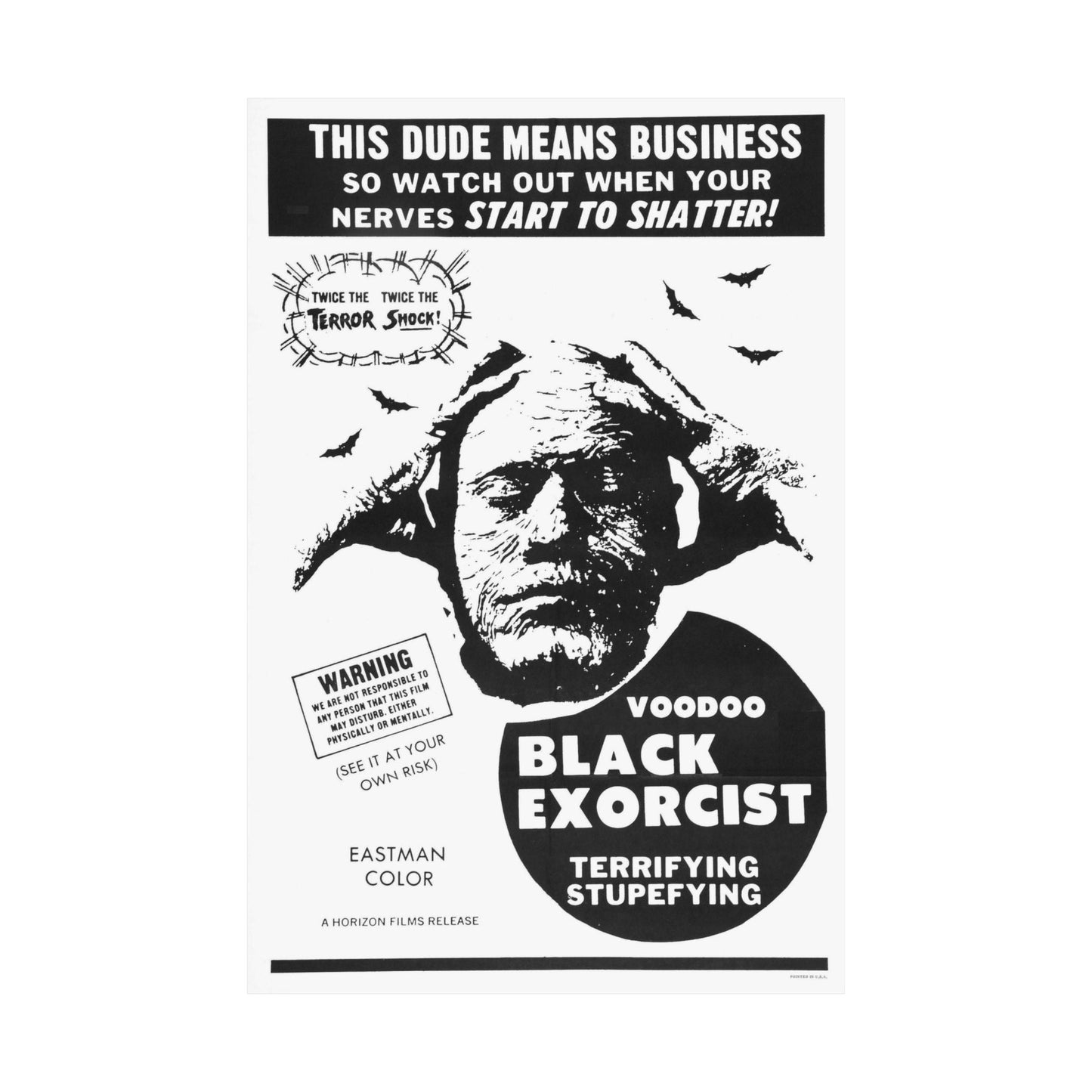 VOODOO BLACK EXORCIST 1974 - Paper Movie Poster-The Sticker Space