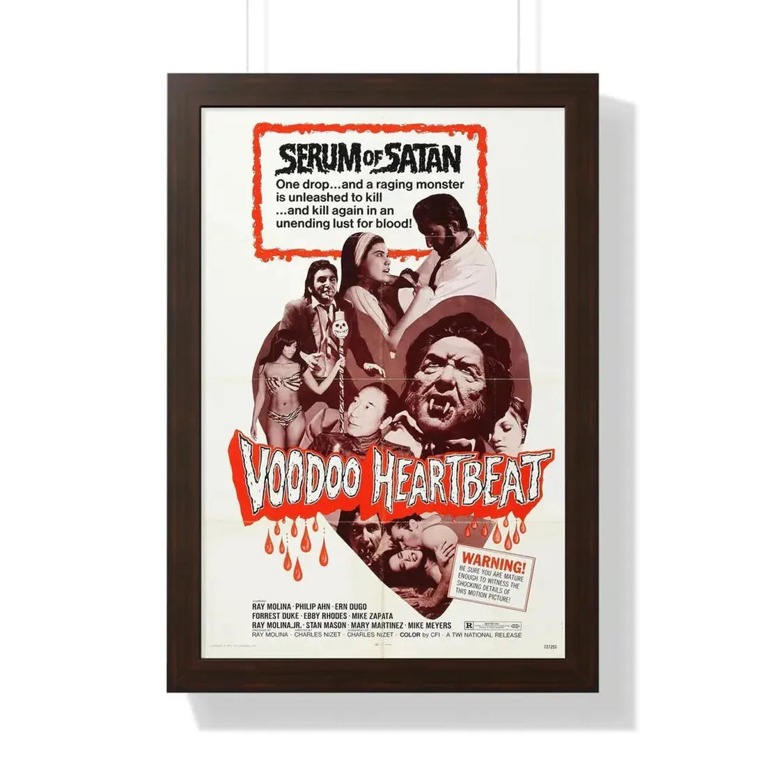 VOODOO HEARTBEAT 1973 - Framed Movie Poster 16″ x 24″ Walnut - The Sticker Space