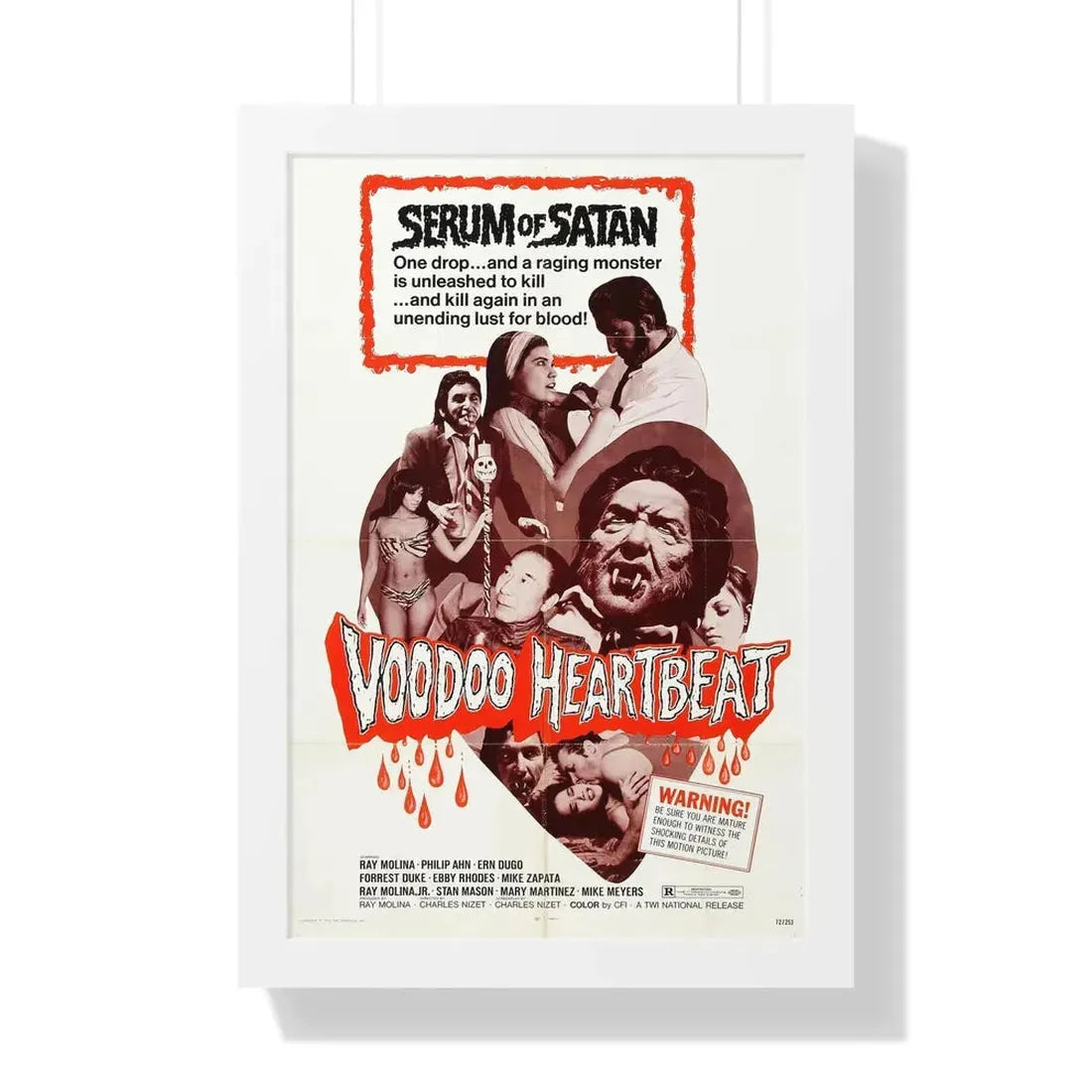 VOODOO HEARTBEAT 1973 - Framed Movie Poster 16″ x 24″ White - The Sticker Space