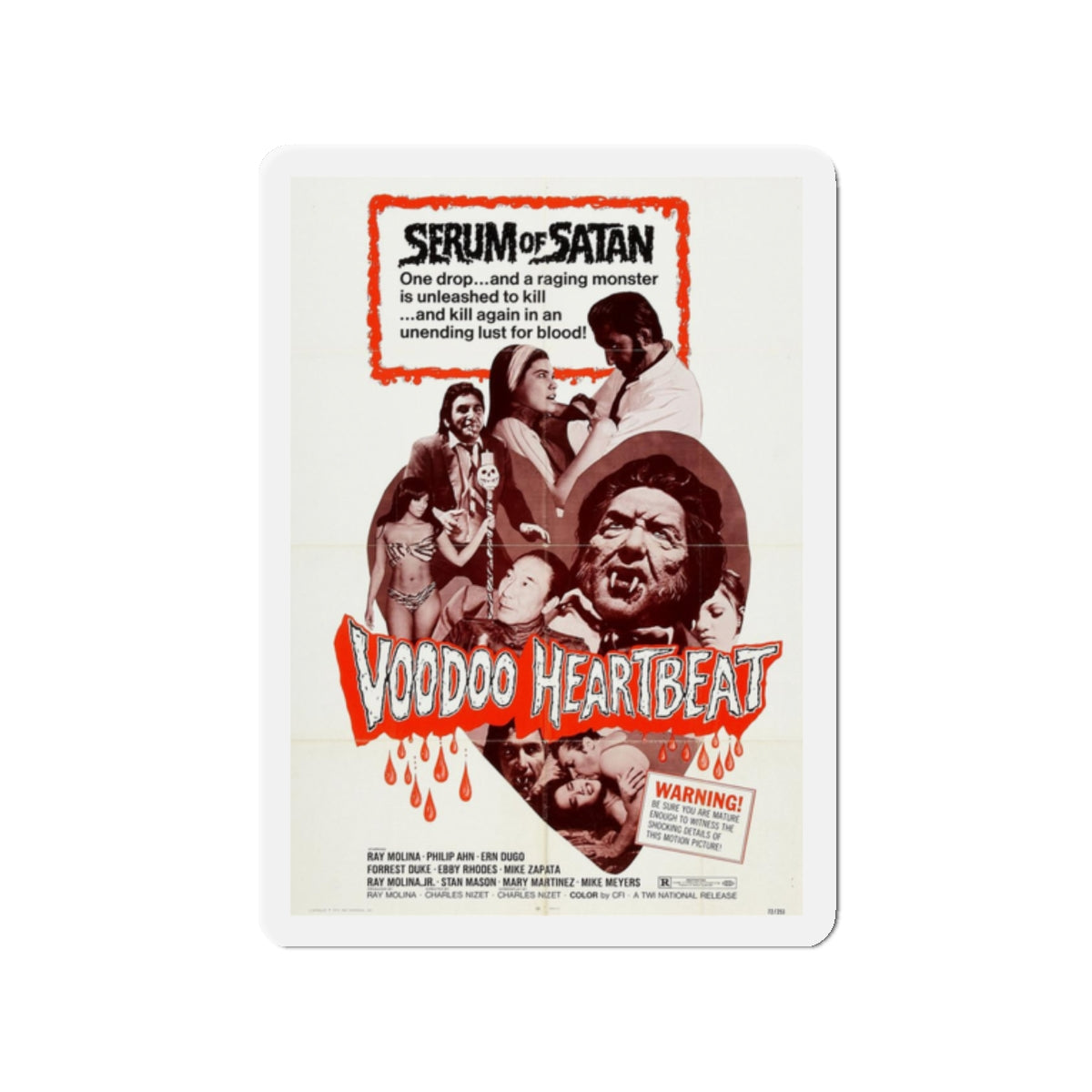 VOODOO HEARTBEAT 1973 Movie Poster - Refrigerator Magnet