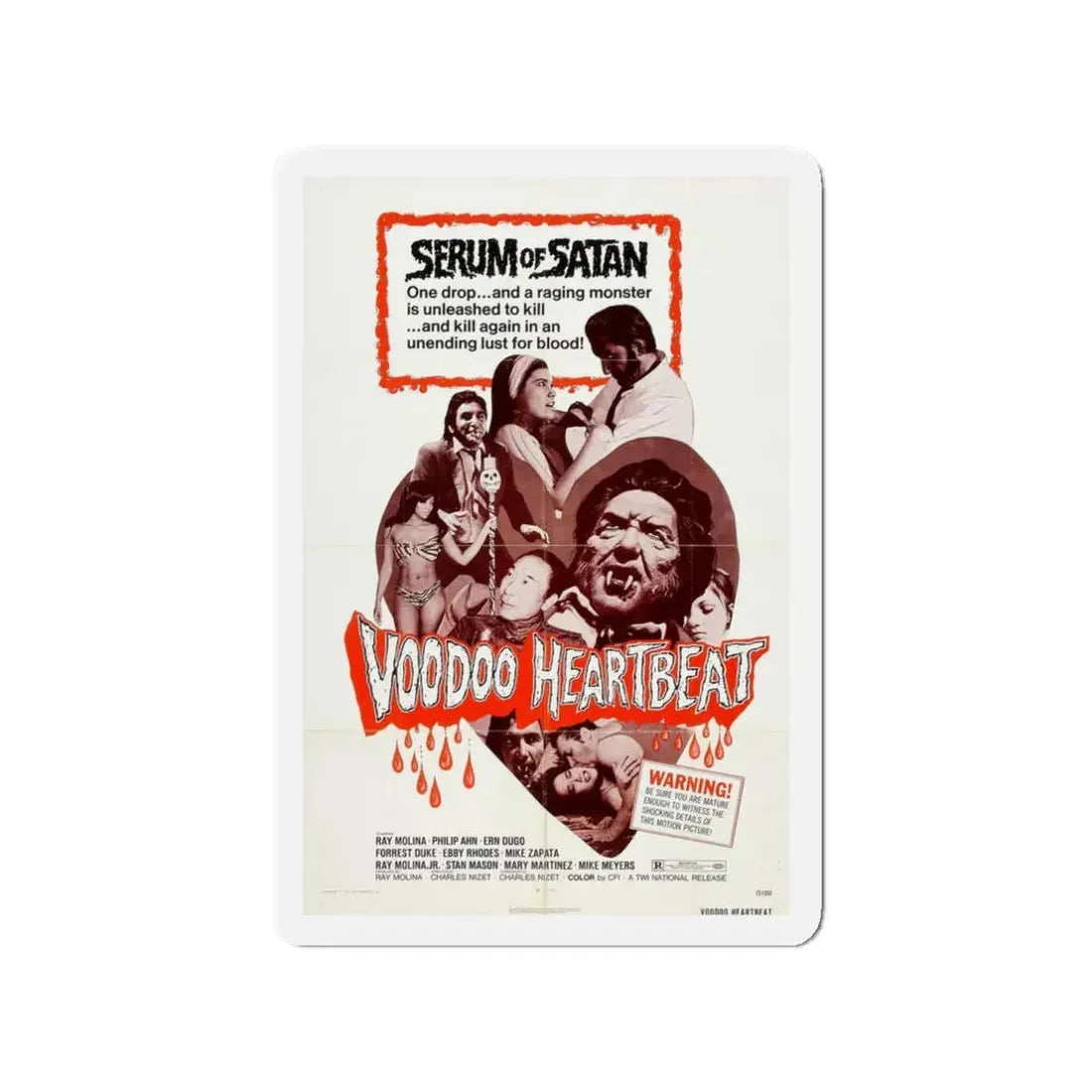 VOODOO HEARTBEAT 1973 Movie Poster - Refrigerator Magnet 3 Inch - The Sticker Space
