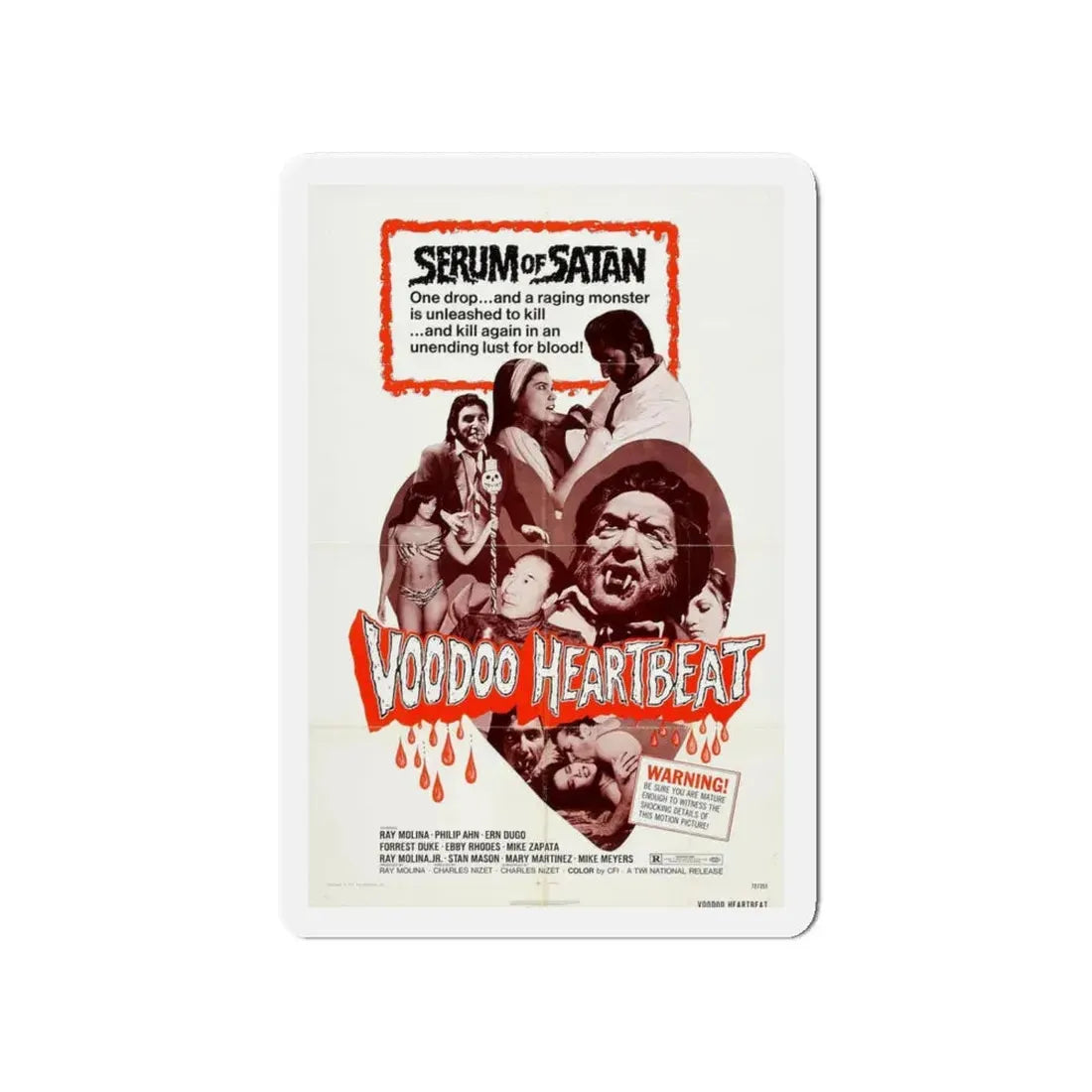 VOODOO HEARTBEAT 1973 Movie Poster - Refrigerator Magnet 4 Inch - The Sticker Space