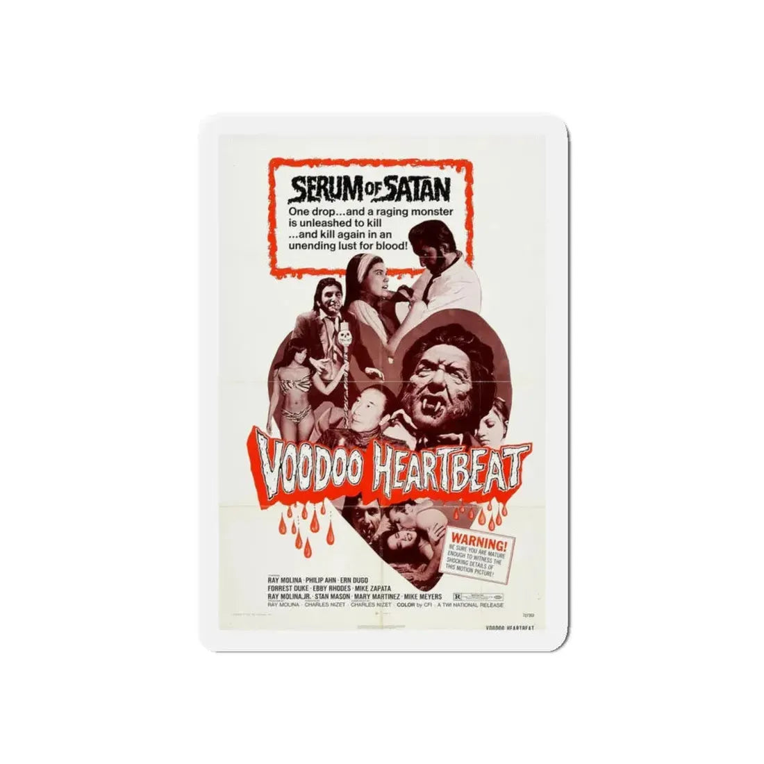 VOODOO HEARTBEAT 1973 Movie Poster - Refrigerator Magnet 5 Inch - The Sticker Space