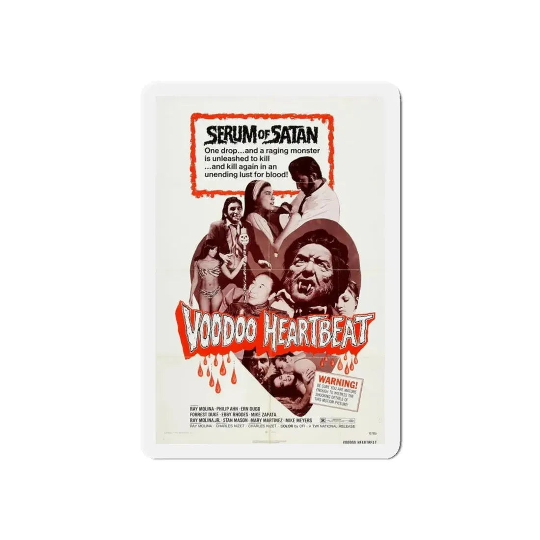 VOODOO HEARTBEAT 1973 Movie Poster - Refrigerator Magnet 6 Inch - The Sticker Space