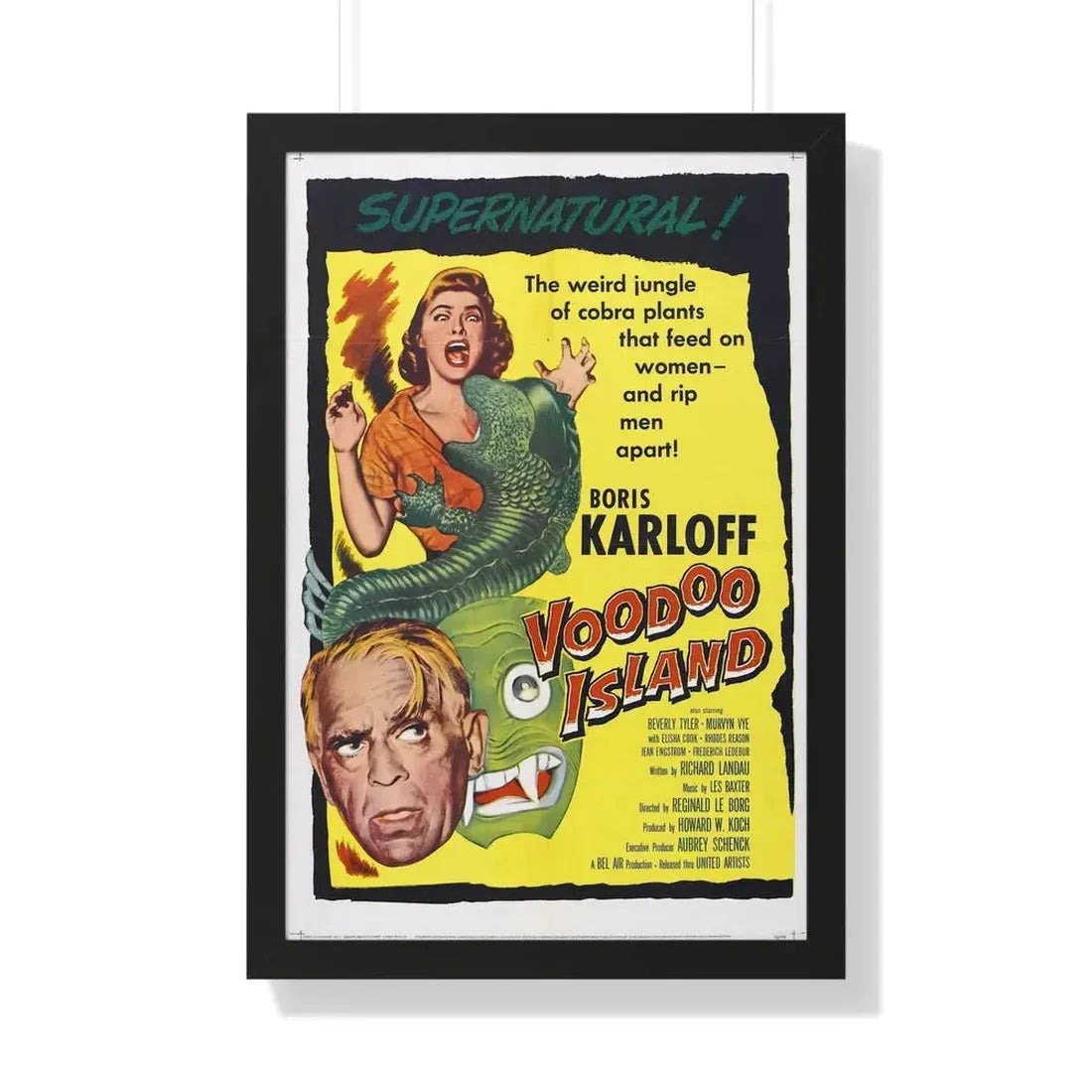VOODOO ISLAND 1957 - Framed Movie Poster 20" x 30" Black - The Sticker Space