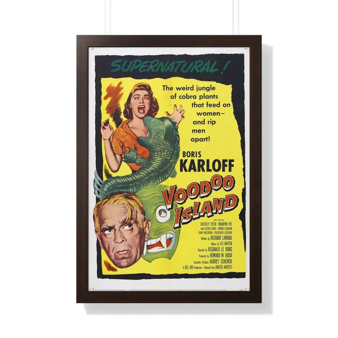 VOODOO ISLAND 1957 - Framed Movie Poster 20" x 30" Walnut - The Sticker Space