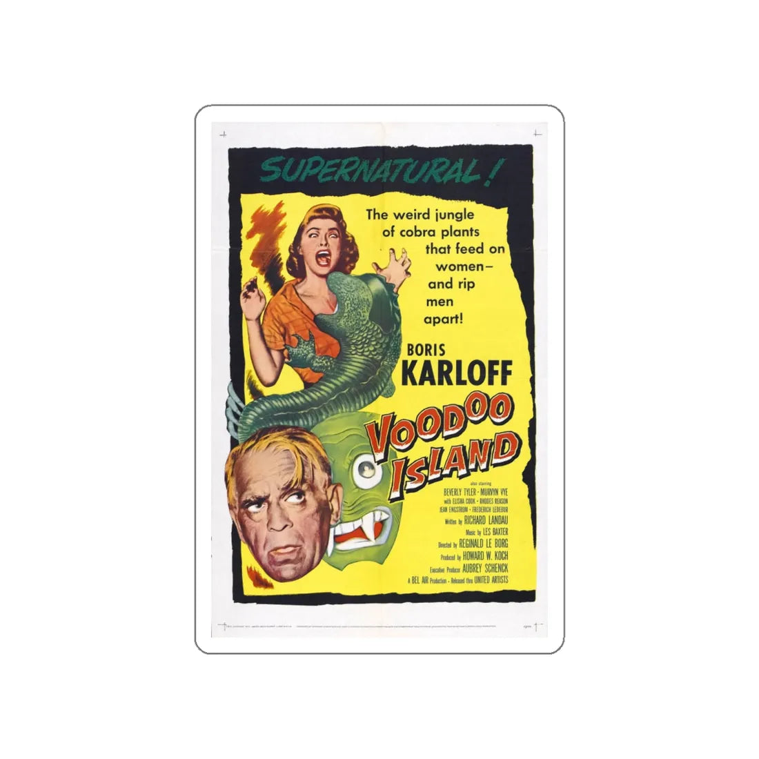 VOODOO ISLAND 1957 Movie Poster STICKER Vinyl Die-Cut Decal 5 Inch - The Sticker Space