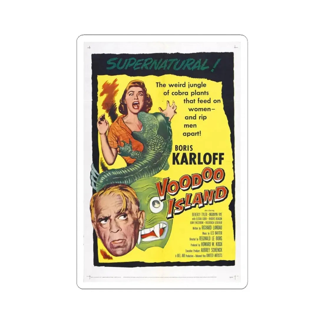 VOODOO ISLAND 1957 Movie Poster - STICKER Vinyl Kiss-Cut Decal 6 Inch White - The Sticker Space
