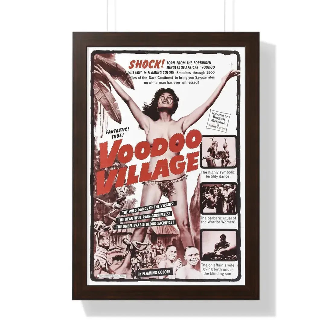 VOODOO VILLAGE 1958 - Framed Movie Poster 16″ x 24″ Walnut - The Sticker Space