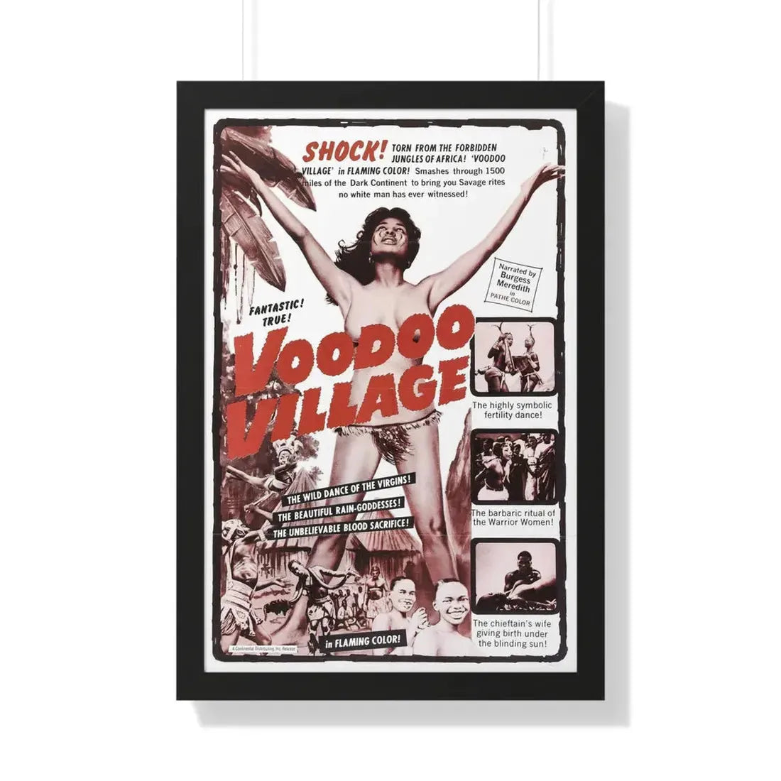 VOODOO VILLAGE 1958 - Framed Movie Poster 20" x 30" Black - The Sticker Space